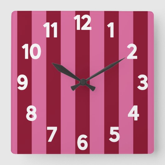 Salsa Flamingo Pink Stripe Vierkante Klok (Voorkant)