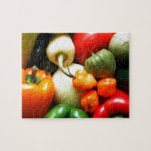 Salsa groenten, tomaat, paprika's, uien legpuzzel (Horizontaal)