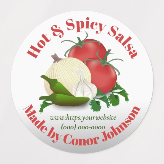 Salsa Hot & Spicy 1,5 "Circle Food Label (Design 2)