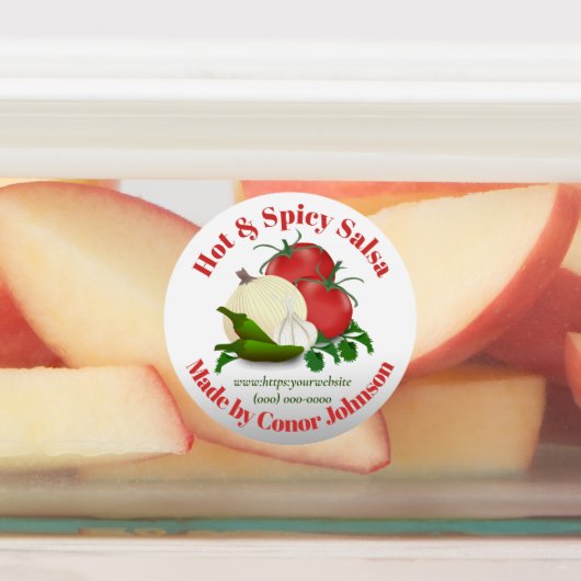 Salsa Hot & Spicy 1,5 "Circle Food Label (Aangebracht)