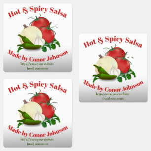 Salsa Hot & Spicy Vierkant Etiket Labels