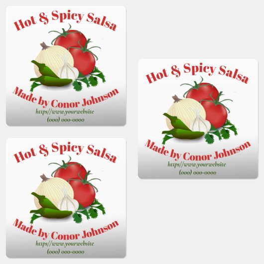Salsa Hot & Spicy Vierkant Etiket Labels (Groep)