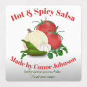 Salsa Hot & Spicy Vierkant Etiket Labels (Design 1)