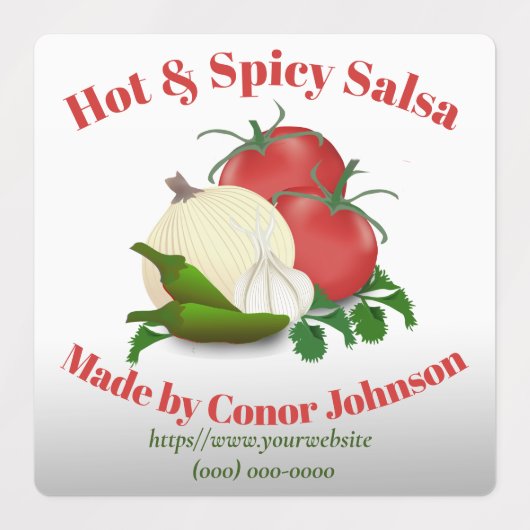 Salsa Hot & Spicy Vierkant Etiket Labels (Design 1)