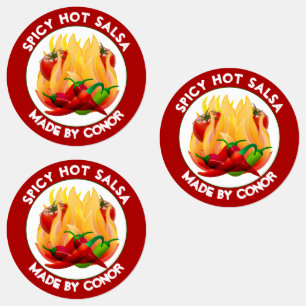 Salsa Hot vlammen cirkel Labels