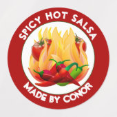 Salsa Hot vlammen cirkel Labels (Design 2)