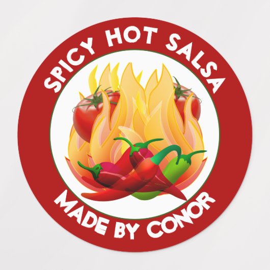 Salsa Hot vlammen cirkel Labels (Design 1)