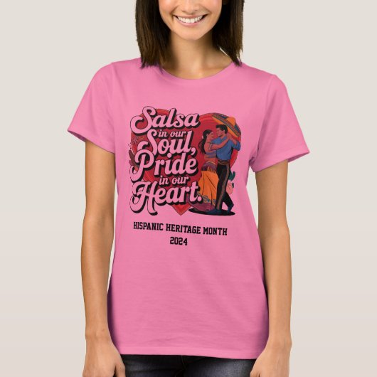 Salsa in onze ziel T-shirt - Celebrate Hispanic (Voorkant)