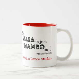 Salsa is gewoon Mambo op 1   Fun Ballroom Quote Tweekleurige Koffiemok