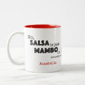 Salsa is gewoon Mambo op 1 | Leuke Ballroom Quote Tweekleurige Koffiemok (Links)
