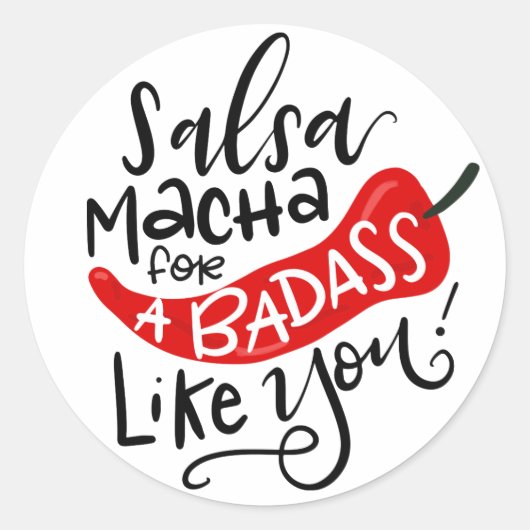 Salsa Macha Etiket, met de hand geletterd Ronde Sticker (Voorkant)