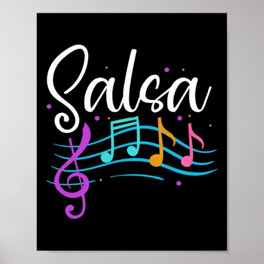 Salsa Musical Notities Latin Music Dance Poster (Voorkant)