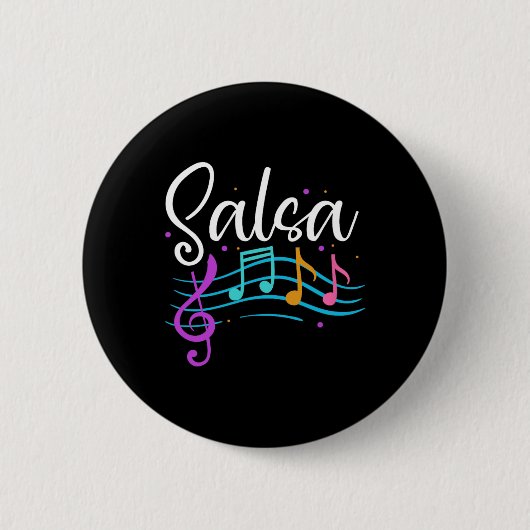 Salsa Musical Notities Latin Music Dance Ronde Button 5,7 Cm (Voorkant)