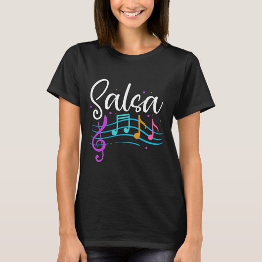 Salsa Musical Notities Latin Music Dance T-shirt (Voorkant)