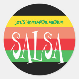 Salsa pot met leuke kleurrijke strepen ronde sticker
