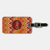 Salsa Roja Tomato Red Chevron Zig Zag Personalized Bagagelabel (Voorkant horizontaal)