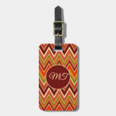 Salsa Roja Tomato Red Chevron Zig Zag Personalized Bagagelabel (Voorkant verticaal)