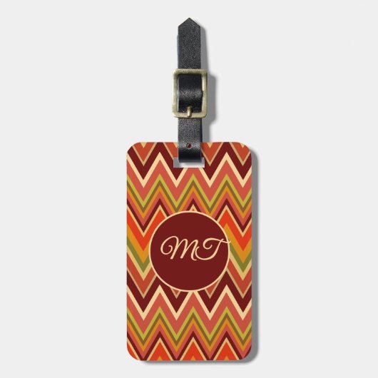 Salsa Roja Tomato Red Chevron Zig Zag Personalized Bagagelabel (Voorkant verticaal)