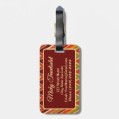 Salsa Roja Tomato Red Chevron Zig Zag Personalized Bagagelabel (Achterkant verticaal)
