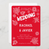 Salsa Rose wedding invitation Kaart (Voorkant / Achterkant)