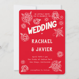 Salsa Rose wedding invitation Kaart