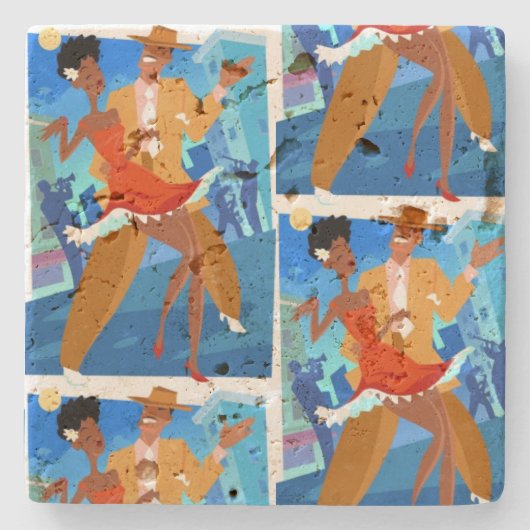 "Salsa son Cubano" Stenen Onderzetter (Voorkant)