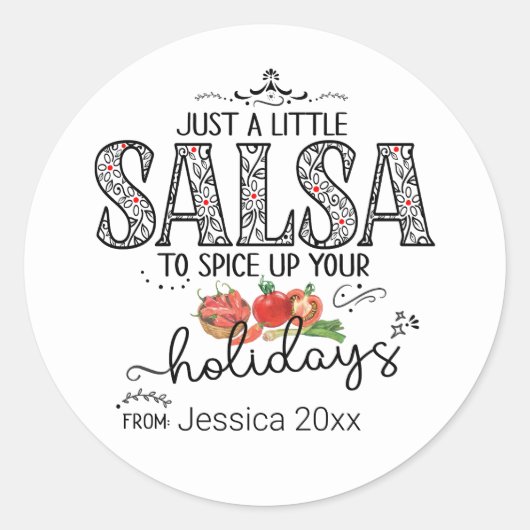 Salsa Spice Up Your Feestdagen Bloemenrood Ronde Sticker (Voorkant)