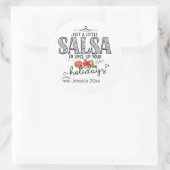 Salsa Spice Up Your Feestdagen Bloemenrood Ronde Sticker (Tas)