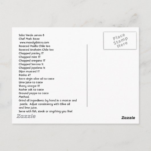 Salsa Verde Briefkaart (Achterkant)