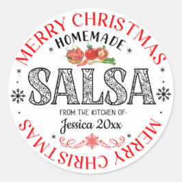 Salsa Zelfgemaakt Prettig Kerstfeest Van Keuken va Ronde Sticker