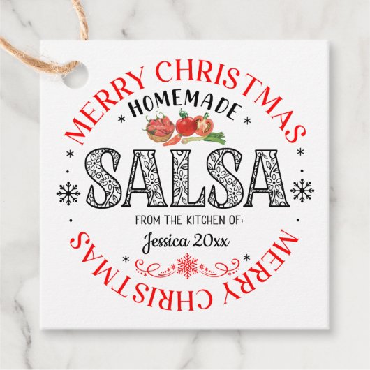 Salsa Zelfgemaakt Vrolijk Kerstfeest Uit Keuken va Bedankjes Labels (Voorkant)