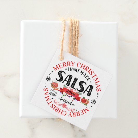 Salsa Zelfgemaakte Vrolijke Kerstmis Naam Jar Bedankjes Labels (In situ)
