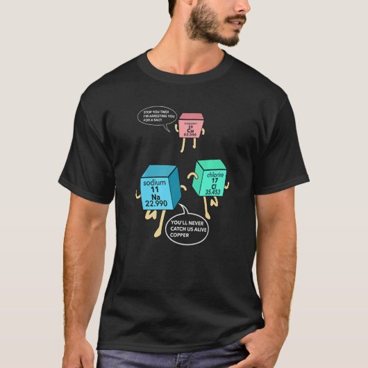 Salt and Copper Police Chemistry Pun T-shirt (Voorkant)