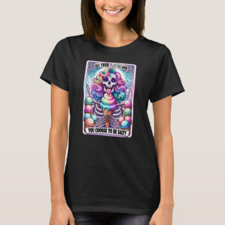 Salt Ice Cream Skeleton Tarot Kaart Funny T-shirt