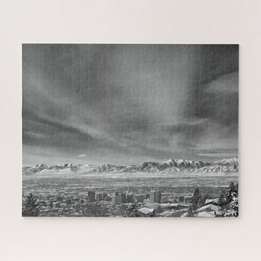 Salt Lake City - Black and White - 16 x 20 inch Legpuzzel (Horizontaal)