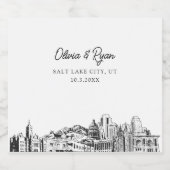 Salt Lake City Bruiloft Champagne Label Sparkling Wijnetiket (Enkel label)