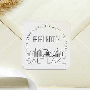 Salt Lake City bruiloft   Envelopsluiting Vierkante Sticker