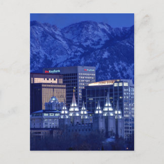 Salt Lake City Downtown Winter Skyline Briefkaart