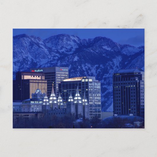 Salt Lake City Downtown Winter Skyline Briefkaart (Voorkant)