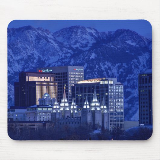 Salt Lake City Downtown Winter Skyline Muismat (Voorkant)