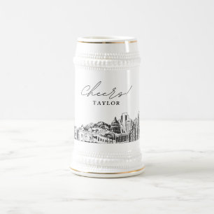Salt Lake City Gepersonaliseerde Skyline Beer Stei Bierpul