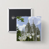 Salt Lake City Mormon Temple Vierkante Button 5,1 Cm (Voorkant /achterkant)