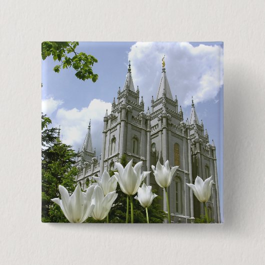 Salt Lake City Mormon Temple Vierkante Button 5,1 Cm (Voorkant)