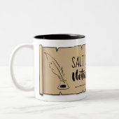 Salt Lake City Notarle Public Scroll Feather Quill Tweekleurige Koffiemok (Links)