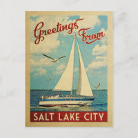 Salt Lake City Sailboat Vintage Travel Utah