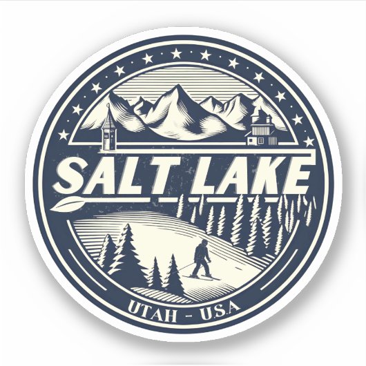 Salt Lake City Skigebieden Utah skigeschenken Sticker (Voorkant)