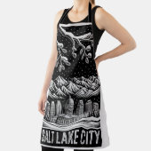 Salt Lake City Skyline Black and White Woodcut  Schort (Insitu)