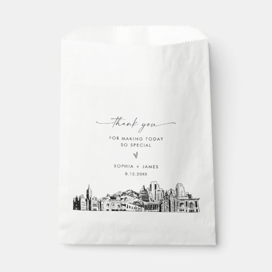 Salt Lake City Skyline bruiloft dank u Bedankzakje (Voorkant)