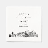 Salt Lake City Skyline Moderne bruiloft cocktail Servet (Voorkant)