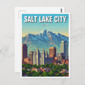 Salt Lake City Skyline Utah Briefkaart (Voorkant / Achterkant)